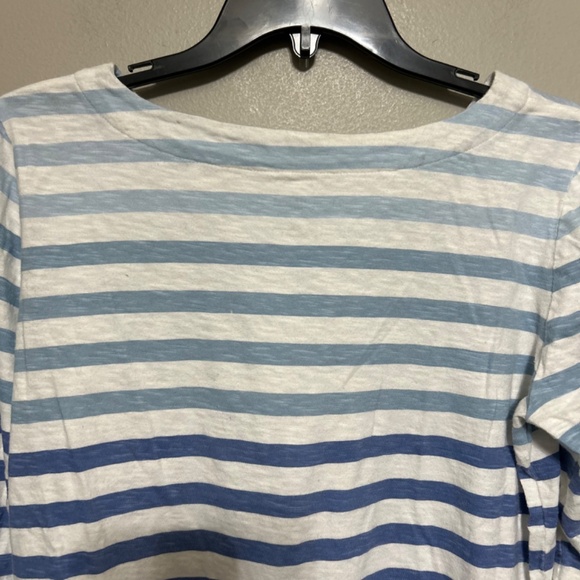 Talbots Women's Blouse SP White Blue Striped Cotton Nautical Casual Lagenlook - Picture 3 of 9